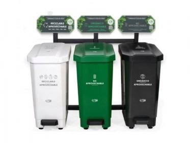 Punto Ecolgico EstraBios 44 Litros 3 Puestos (Blanco,Verde, Negro) 