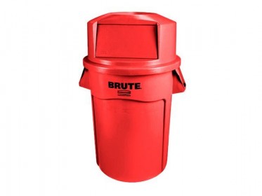  Contenedor Brute Rubbermaid 121 litros FG263200RED con Tapa Domo FG263788RED Rojo