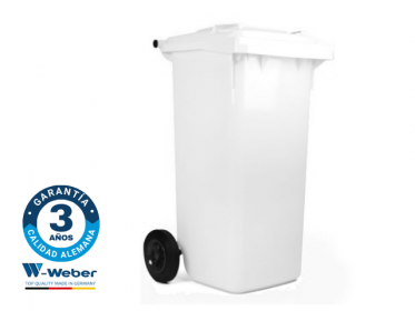 Contenedor de Basura con Ruedas 180 Litros Blanco Weber  