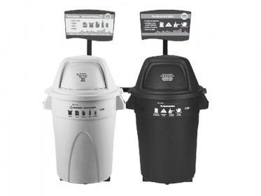 Punto Ecolgico 121 Litros Con Tablero 2 Puestos (Negro-Blanco) Estra