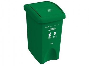 Papelera Tapa Vaivn 35 Litros Verde Residuos Orgnicos y Aprovechables Estra 4-104251