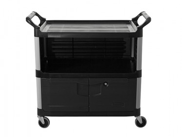 Carro de Instrumentos Xtra Tres Estantes con Puertas Negro Rubbermaid FG409500BLA