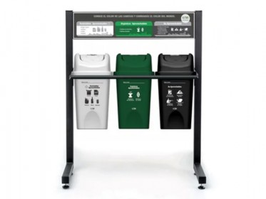 Punto Ecolgico  Papeleras Vaivn 10 litros 3 Puestos (Verde, Blanco y Negro 4-1042751